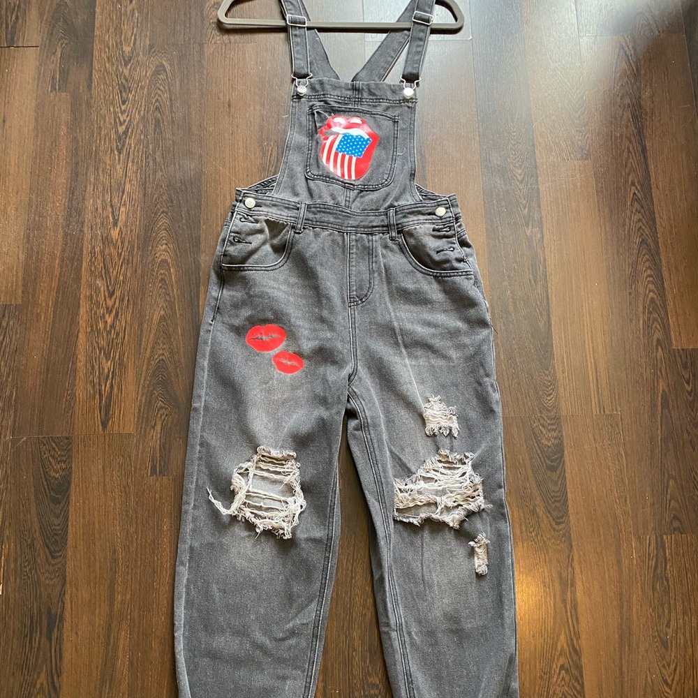 Distressed Denim Overalls